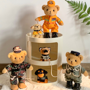 熊熊可爱追击！警察熊系列泰迪熊搜救犬毛绒玩具消防员公仔玩偶儿