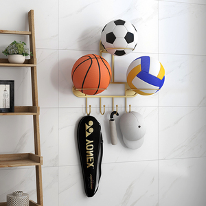 上墙免打孔篮球收纳架足球置放架壁挂篮球架家用球架子球类展示架