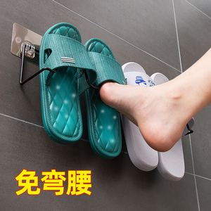 浴室拖鞋架免打孔壁挂置物架卫生间厕所门后墙上放拖鞋沥水收纳架