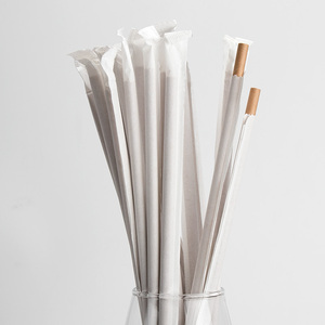 【6口径】纸吸管一次性纸质热饮管独立单独包装环保咖啡白色弯管