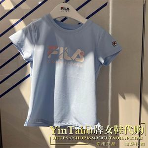 FILA斐乐童装2024夏季新款女大童运动短袖透气套头T恤K11G423108