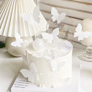 蝴蝶威化纸蛋糕装饰白色纸蝴蝶糯米纸糖纸小仙女烘焙蛋糕装饰插件