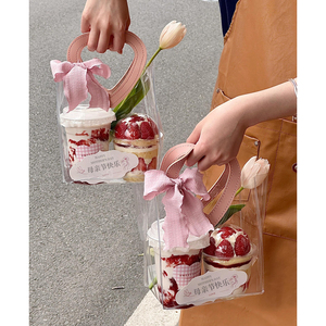 网红母亲节PVC伴手礼蛋糕甜品手提袋妈妈节日快乐爱心礼物包装袋
