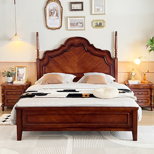 美式全实木1米8安娜床复古欧式高端主卧双人床广东佛山纯实木婚床