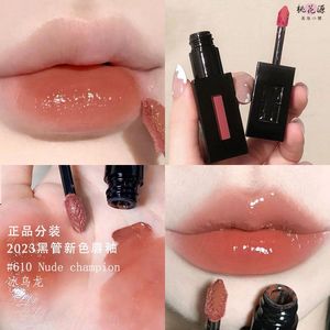 ysl新品黑管镜面唇釉610冰乌龙440野玫瑰441 416 407试色口红小样