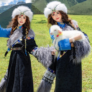 藏服新款女冬季藏袍改良民族风写真西藏网红旅拍艺术照照藏族服装