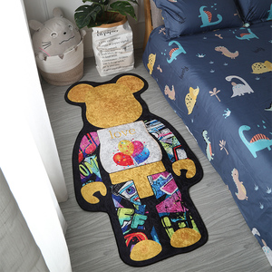 现货潮牌个性熊 bearbrick积木熊地毯卧室床边毯个性潮流防滑地垫