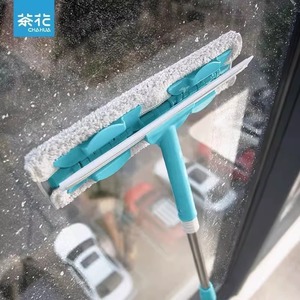 茶花擦玻璃家用刮水器高层窗外擦窗玻璃刮可伸缩刮擦一体清洁工具