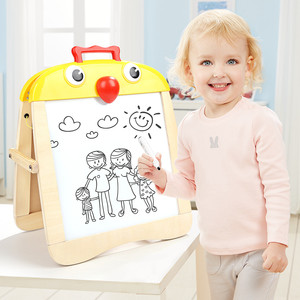 特宝儿小鸡画便携式画板儿童磁力性涂鸦写字家用开发认知动手能力宝宝双面小黑板玩具男女孩3~6岁 礼物文创