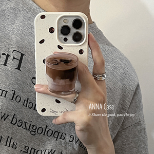 ANNACASE小众创意摩卡咖啡豆支架适用苹果14promax手机壳iphone15可降解12pro新款11软壳13promax防摔保护套