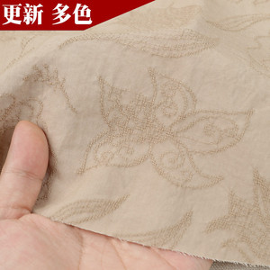 天丝麻 植物花朵图案提花布 古装汉服旗袍中国风服装布料