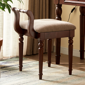 美式实木化妆凳家用小户型凳子卧室矮凳简约现代书桌凳板凳梳妆凳