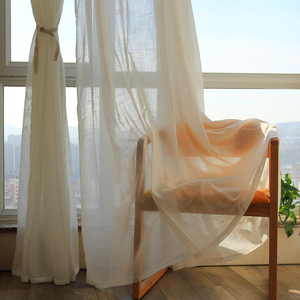 外贸 窗帘窗纱十字纱白色纱帘窗纱布料成品白色沙飘窗阳台半遮光