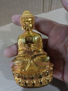 古玩收藏铜鎏金如来佛祖佛像摆件释迦牟尼佛铜像古玩老物件供奉像