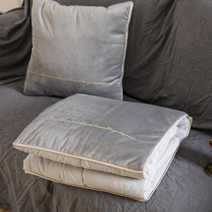 纯色刺绣沙发抱枕被子两用汽车办公室午休靠垫折叠空调被包边机洗