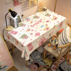 卡通小海狸宿舍卧室学习桌专用桌布ins装饰盖布长方形茶几书桌垫