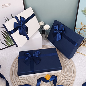 蓝色礼物盒简约礼品盒相框盒衣服围巾包装盒长方形礼盒定制印LOGO