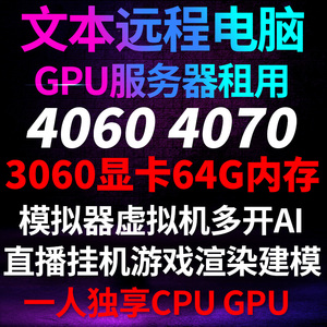 远程电脑租赁出租用显卡GPU设计D5渲染PSPR制图SD剪映UVR人声分离