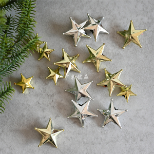 金色立体五角星塑料带插孔DIY配件迷你圣诞树顶星星装饰配件道具