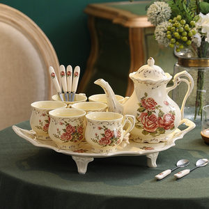 欧式陶瓷咖啡杯子套装英式下午茶花茶咖啡具高档奢华生日结婚礼物