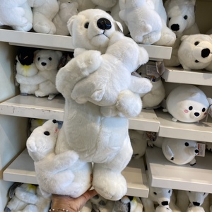 珠海长隆纪念品 海洋王国站姿亲子二胎北极熊毛公仔毛绒儿童玩具