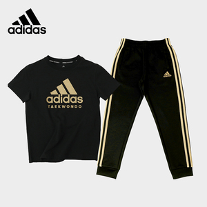 adidas阿迪达斯儿童套装 夏季新款男女童装运动t恤短袖长裤两件套