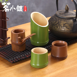 竹杯子水杯田园风天然竹制家用小号日式酒杯复古手工绿色竹筒茶杯