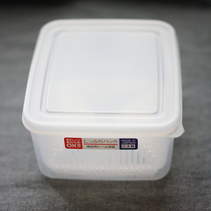日本制 食品级 方形蔬菜水果豆腐 沥水保鲜盒密封盒 可冰箱可微波