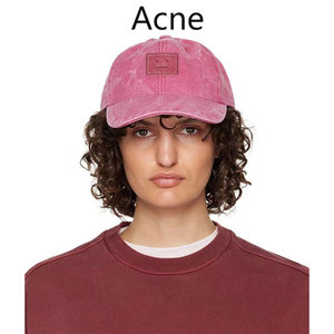 Acne Studios23款脸孔表情贴布方块笑脸水洗棒球帽男女帽子鸭舌帽