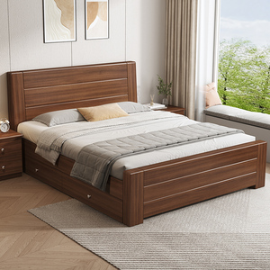中式实木床双人床主卧简约1.8米经济型1.5米床家用1.2m单人床床架