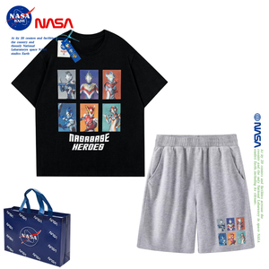 NASA联名奥特曼男童t恤夏季短袖潮2024新款男孩纯棉上衣儿童套装
