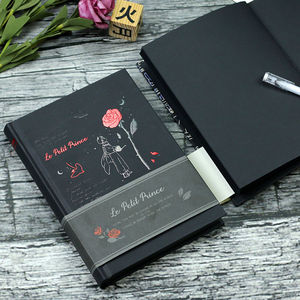 小王子玫瑰黑纸本黑色纸内页创意空白黑卡日记本笔记本手绘手账本