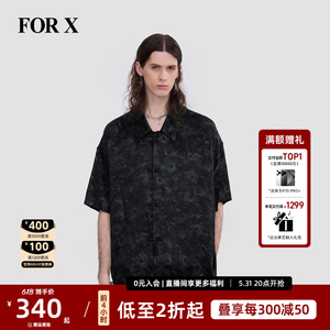 【未知】HERBEL/黑白  短袖衬衫男2024醋酸新中式印花冰丝衬衣潮