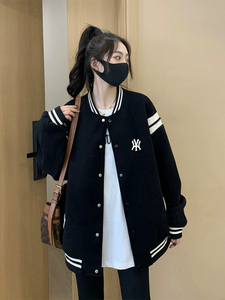 韩版黑色棒球服外套女春秋2024新款秋装小个子香风上衣小众卫衣女