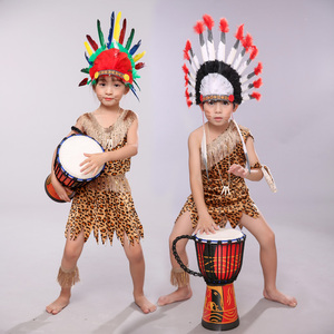 非洲狂欢节服儿童印第安酋长猎人服装疯狂原始人演出服幼儿野人服