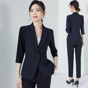 黑色西装套装女2024新款夏季工作服职业装气质休闲高级感中袖西服