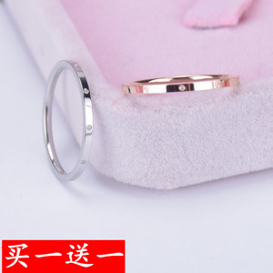 韩版极细彩金戒指女日韩潮人学生简约个性尾戒小指钛钢18K玫瑰金