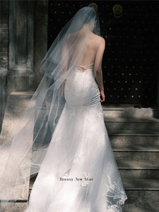 新娘韩国纱薄透头纱长款新款婚纱摄影道具造型头饰造型森系复古硬