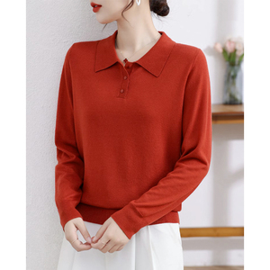 毛衣女款2023新年红色美利诺羊毛秋单穿上衣黑色减龄内搭薄针织衫