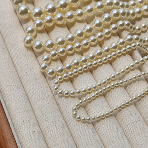 仿施家玻璃珍珠直孔淡黄色620圆珠散珠项链手链串DIY饰品配件523