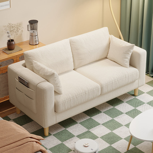 布艺沙发客厅2023新款单人豆腐块简约现代出租房双人小户型沙发椅