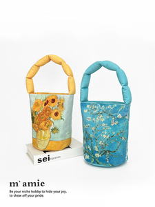MAMIE梵高盛开的杏树油画艺术复古水桶包百搭单肩包文创礼品袋