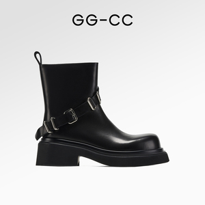 【假面骑士】GGCC冬季新款真皮增高厚底切尔西靴女时装靴短靴