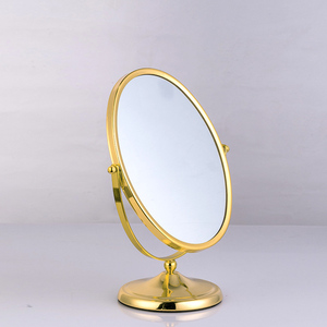 首饰店珠宝店镜子柜台专用镜两面台式镜看货金色化妆镜椭圆无放大