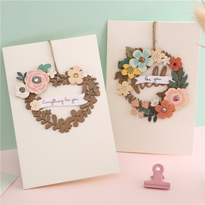 韩国创意立体贴花商务祝福通用贺卡感谢感恩带信封小卡片生日卡