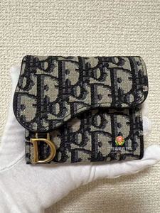 日本代购直邮Dior迪奥新款老花刺绣女士帆布翻盖卡包对折钱包钱夹