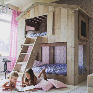 多功能 游乐园室内家用 游戏屋 二层床 儿童树屋床 上下床 实木