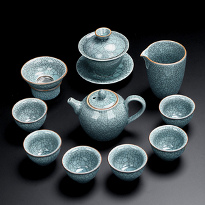 2023新款哥窑冰裂茶具套装家用轻奢高档陶瓷茶杯盖碗茶壶茶盘整套