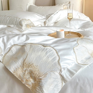 高级感轻奢床品欧式澳棉四件套全棉床单被套纯棉家纺白色床上用品