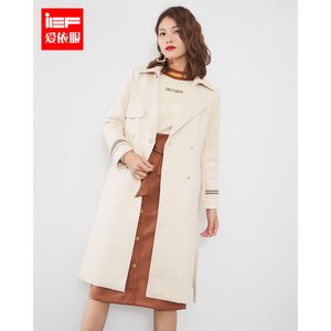IEF/爱依服韩版气质修身中长款长袖休闲风衣，款式简洁大方，